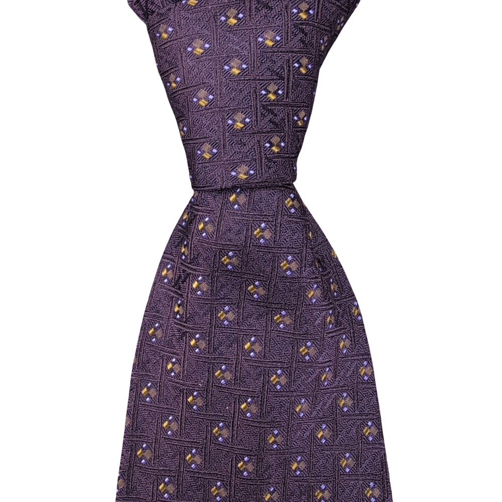 Robert Talbott Best of Class Nordstrom Silk Tie Mens OS Black Gold Geometric VTG